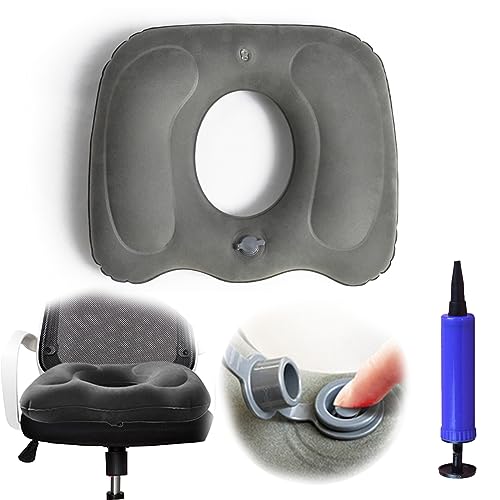 Aufblasbares Orthopädisch Kissen, Sitzkissen Hämorrhoiden mit Pumpe Entzündungen Schmerz Lindern Entzündungen Hämorrhoiden Steißbeinschmerzen Zysten für Bürostuhl Auto Rollstuhl Weicher Sitzring von Mocoli