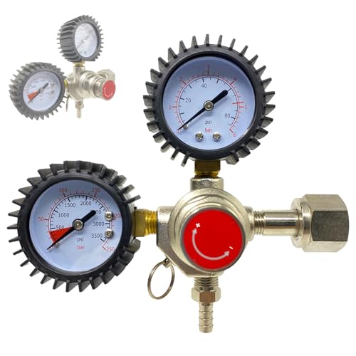CO2 Druckminderer, Bierzapfanlage Druckminderer mit 2 Manometer Einstellbarer Druck CO2 Druckregler W21,8 x 1/14" Anschluss CO2 Regulator für Bierbrauen Bier Zapfanlage von Mocoli
