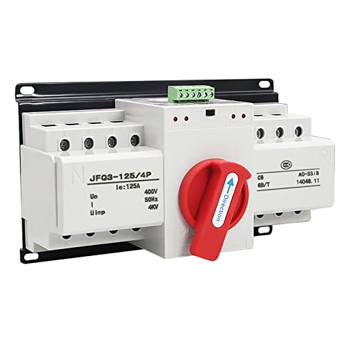 Dual Power Automatischer Transferschalter, 4P 125A AC 220V Notstrom Umschalter Lastumschalter Netzumschalte, Dual Netzteil Automatic Übertragungsschalter für Brandbekämpfung, Flughäfen, Fernsehsender von Mocoli