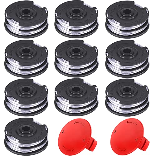 Ersatzspulen für Rasentrimmer, 12Stck Ersatzspule Schnur Kompatibel mit Bosch F016800351 Rasentrimmer Kantenschneider Spulenschnur Ersatzteile 6m 1600A00X61 Spulenkappenabdeckungen (10 Spule 2 Kappen) von Mocoli