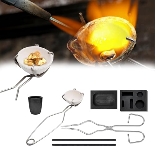 Graphit Tiegel Kit, 8 Stück Schmelzguss Set Graphit Gussform Schmelztiegel Melting Schimmel Quarz Tiegel Zange Zylindrischer Graphit für Nichteisenmetalle Gold Silber Messing Graphit Tiegel Kit, 8 Stück Schmelzguss Set Graphit Gussform Schmelztiegel Melting Schimmel Quarz Tiegel Zange Zylindrischer Graphit für Nichteisenmetalle Gold Silber Messing von Mocoli