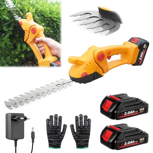 Heckenschere Akku, 21V Rasenkantenschneider Akku Cordless Gardena Gartenschere Elektrogartenscheren Messerlänge 15CM Strauch mit Grasscherenmesser Strauchscherenmesser und 2 Akkus Heckenschere Akku, 21V Rasenkantenschneider Akku Cordless Gardena Gartenschere Elektrogartenscheren Messerlänge 15CM Strauch mit Grasscherenmesser Strauchscherenmesser und 2 Akkus von Mocoli