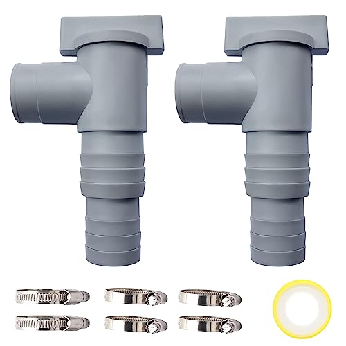 Mocoli Absperrhahn für Pools mit 32mm Schlauchanschluss, PVC Rohr 32mm Wartungs Pool Zubehör, Pool Zubehör, Pool Schlauchadapter, mit 6 Schlauchklemmen(2er-Set) von Mocoli