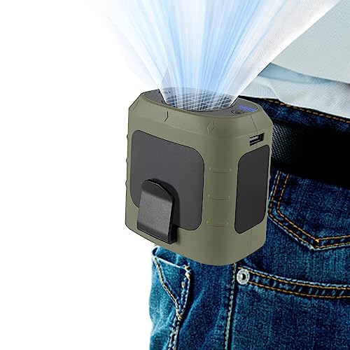 Mocoli Hand Fan, 3 Spreed Persönlicher Ventilator Mini Taillenlüfter Tragbar USB Taille Fan Wiederaufladbar Hands Free Hals Kühler Clip LED Funktionierender Mini Halskettenventilator Outdoor Camping von Mocoli