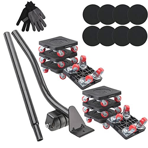 Möbelroller Transportroller Set, mit 8 Leicht Bewegliche Systemrolle, Verlängerungsstange, 8 Stück Abstandshalter und Handschuhe, 800 kg Tragkraft, für Leichtes Verschieben von Möbeln Möbelroller Transportroller Set, mit 8 Leicht Bewegliche Systemrolle, Verlängerungsstange, 8 Stück Abstandshalter und Handschuhe, 800 kg Tragkraft, für Leichtes Verschieben von Möbeln von Mocoli