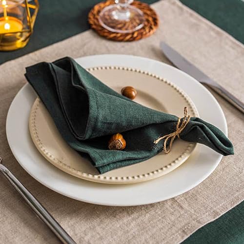 12er Stoffservietten, Servietten Stoff Grün 40 x 40 Leinen Servietten Wiederverwendbar Servietten Hochwertiger Leinenservietten für Hochzeit Geburtstag Feiern Abendessen Weihnachten von Mocoli