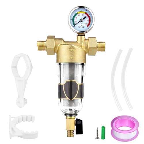 Rückspülfilter mit Manometer, Vorfilter Hauswasserwerk 1 Zoll Wasserfilter Hauswasserfilter Wasserfilter Trinkwasser Hausanschluss Spin Down Sediment Vorfilter Rückspülfilter von Mocoli