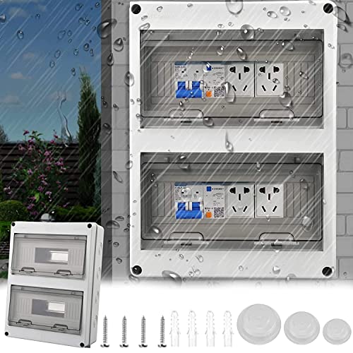 Verteilerkasten Aufputz, Sicherungskasten Kleinverteiler Schaltschrank IP65 Wasserdicht mit Tür 2 Reihig für 24 Module Aufputzverteiler für Garten oder Außenbereichen Entsprechen Feuchtraum Standard Verteilerkasten Aufputz, Sicherungskasten Kleinverteiler Schaltschrank IP65 Wasserdicht mit Tür 2 Reihig für 24 Module Aufputzverteiler für Garten oder Außenbereichen Entsprechen Feuchtraum Standard von Mocoli