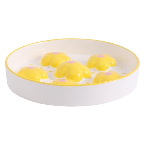 Mocoocouture Hand Bemalte Schüssel Katze Slow Feeder Verhindert Ersticke Und Erbrechen Keramikkatze Fütterungsschale Hand Bemalt Blütenkatzen Langsame Feeder Nassfutter von Mocoocouture