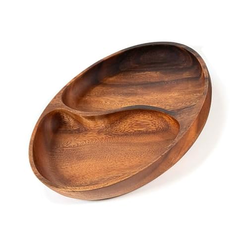 Mocoocouture Runde Geteilte Portionen Tablett Holznusshalter Servieren Geschirr Getrockneter Obstschalen Vorspeisen Tablettschale Platten Leicht Zu Reinigen Vorspeisenplatten Snacks Tablett von Mocoocouture