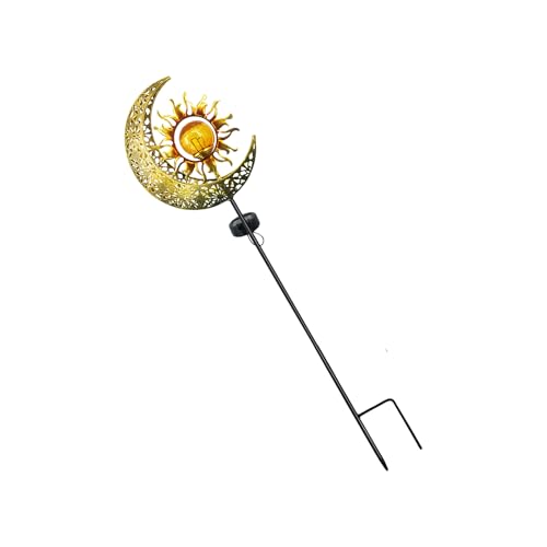 Mocoocouture Solar Outdoor Light Mond Und Sternformhof Decoration Leuchten Eisentextur Solarlampen Geeignet Für Pfad Und Rasenflächenwetterleuchten von Mocoocouture