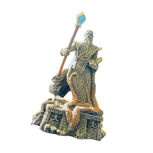 Mocoocouture Zaubererstatue Ornament Harz Figur Mit Antiquitätendesign Fisch Garnelen Versteck Höhle Aquarien Landschaftszubehör Fischtank Unterwasserlandschaft von Mocoocouture