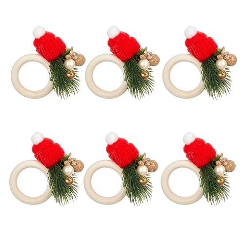 Set Von 6 Weihnachtsservietten Rings Dekoration Eleganter Serviettenhalter Serviette Schnallen Für Dinnerpartys Tabletop Adorment von Mocoocouture