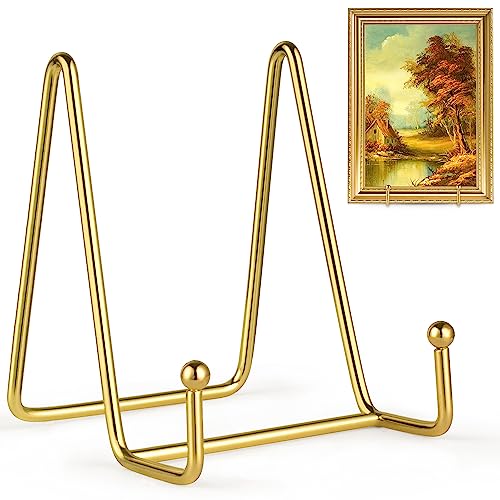 Mocoosy 2 Pack 4 Zoll Plattenständer für Display -Gold Black Iron Staffelei Plattenhalter Displayständer Metallrahmenhalter Ständer für Bilder, Foto, dekorative Tellerschale und Tischkunst von Mocoosy