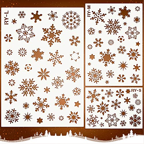 Mocoosy Weihnachten Schneeflocke Schablone Vorlage -Schneeflocke Schablonen zum Malen auf Holz Wiederverwendbare Schablonen Handwerk Weihnachten Schneeflocke DIY Dekoration für Fenster Glaswandtür von Mocoosy