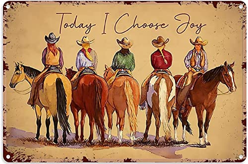 Mocozim Cowboy Dekorationen Western Party Dekorationen Western Schilder Metall Pferd heute I Choose Joy Cowgirl Vintage Poster Cowboys Wandkunst für Männer, Metallschild 20,3 x 30,5 cm von Mocozim