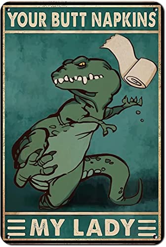 Mocozim Lustiges Dino-Dekor Dinosaurier Blechschilder Dinosaurier Badezimmer Schild Dinosaurier Wanddekoration Dinosaurier Wandkunst Poster Retro Poster Toilette Höhle Bar Zuhause Kaffee Badezimmer von Mocozim