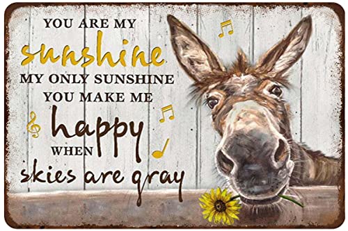 Retro Metall Blechschild Esel Wall Art You Are My Sunshine Farmhouse Wall Art Wall Decor Vintage Metal Tin Sign Kitchen Home Parlor Wall Plaque Poster 14 x 20 cm von Mocozim