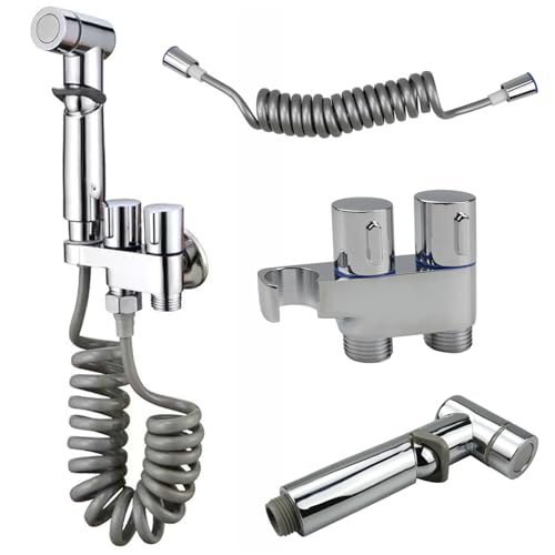 Mocrop Upgrade Bidet Handbrause Kit 1-in-2 Out Doppelsteuerventil Edelstahl Dusch WC Aufsatz Bidet Brause für Badreinigung, Haustierreinigung, Terrasse, Küche Mocrop Upgrade Bidet Handbrause Kit 1-in-2 Out Doppelsteuerventil Edelstahl Dusch WC Aufsatz Bidet Brause für Badreinigung, Haustierreinigung, Terrasse, Küche von Mocrop