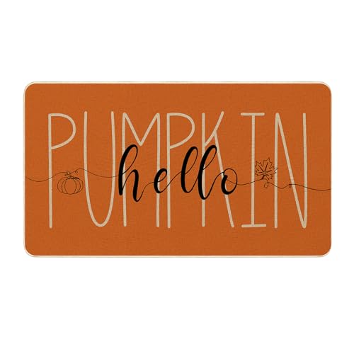 Mocsicka Fußmatte mit Aufschrift "Hello Pumpkin Fall Welcome", dekorative Fußmatte für Herbst, Erntedankfest, rutschfeste Bodenmatte für den Außenbereich, 43,2 x 76,2 cm Mocsicka Fußmatte mit Aufschrift "Hello Pumpkin Fall Welcome", dekorative Fußmatte für Herbst, Erntedankfest, rutschfeste Bodenmatte für den Außenbereich, 43,2 x 76,2 cm von Mocsicka