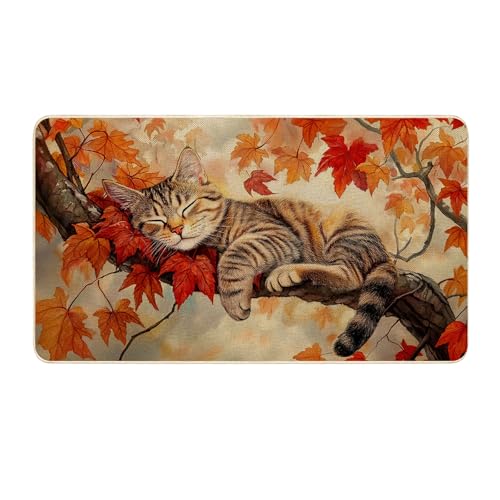 Mocsicka Fußmatte mit Herbstkatze, Ahornblätter, niedliche Katze, dekorativ, Herbst, Erntedankfest, rutschfeste Bodenmatte für den Außenbereich, 43,2 x 76,2 cm Mocsicka Fußmatte mit Herbstkatze, Ahornblätter, niedliche Katze, dekorativ, Herbst, Erntedankfest, rutschfeste Bodenmatte für den Außenbereich, 43,2 x 76,2 cm von Mocsicka