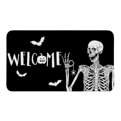 Mocsicka Halloween-Totenkopf-Fußmatte, lustiger Totenkopf-Motiv, dekorative Fußmatte, Halloween, rutschfeste Bodenmatte für den Außenbereich, 43,2 x 76,2 cm Mocsicka Halloween-Totenkopf-Fußmatte, lustiger Totenkopf-Motiv, dekorative Fußmatte, Halloween, rutschfeste Bodenmatte für den Außenbereich, 43,2 x 76,2 cm von Mocsicka
