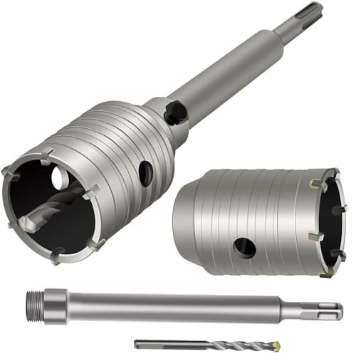 Mocturnity 1 Set 2 1/2 Beton-Lochsäge mit 220 mm SDS-Plus-Schaft, 65 mm Wand-Lochsägen-Bohrer für Zement, Ziegel, Steinwände von Mocturnity