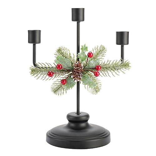 Mocturnity 1 Stück Weihnachtskerzenhalter-Mittelstück mit 3 Kerzenhaltern, Tisch-Akzent-Mittelstück für Festival-Heimdekoration, Schwarz von Mocturnity