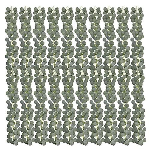Mocturnity 10 StüCke 60Ft KüNstliche Eukalyptus Girlande GrüN Eukalyptus Reben Faux Silberdollar Eukalyptus BläTter Reben Pflanzen von Mocturnity