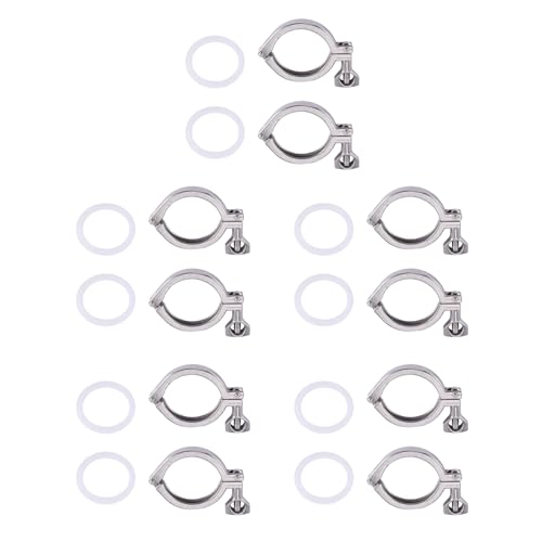 Mocturnity 10 Stück Tri-Clamp Steel Single Pin Heavy Duty Tri Clamp mit Flügelmutter für TC Schiene mit 5,1 cm Silikondichtung Mocturnity 10 Stück Tri-Clamp Steel Single Pin Heavy Duty Tri Clamp mit Flügelmutter für TC Schiene mit 5,1 cm Silikondichtung von Mocturnity