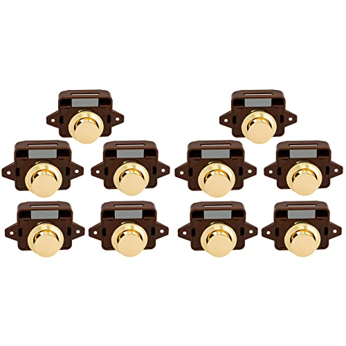 Mocturnity 10 Stück Türknaufschloss ohne Druckknopf für Wohnmobil, Wohnwagen, Kabinett, Wohnmobil, Schrank, Goldbraun von Mocturnity