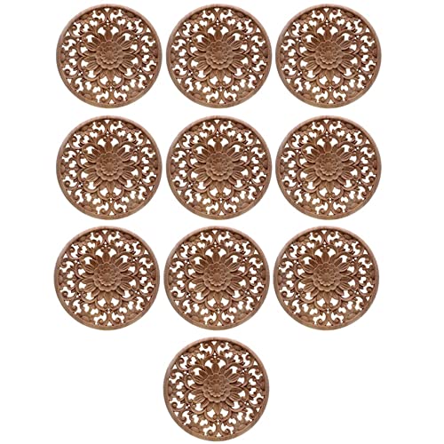Mocturnity 10 x Schnitzereien aus Holz, runde Applikationen für Möbel, Schränke, unlackierte Holzleisten, Aufkleber, Dekofigur Mocturnity 10 x Schnitzereien aus Holz, runde Applikationen für Möbel, Schränke, unlackierte Holzleisten, Aufkleber, Dekofigur von Mocturnity