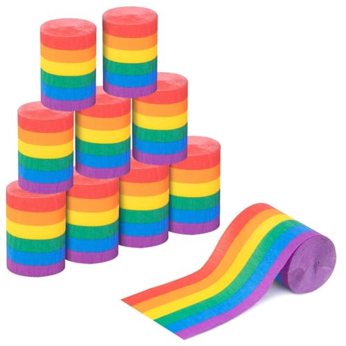 Mocturnity 12 Rollen Regenbogen-Krepppapierrollen, 110 m farbige Krepppapierrollen, Dekoration aus Papier mit Regenbogenschlangen Mocturnity 12 Rollen Regenbogen-Krepppapierrollen, 110 m farbige Krepppapierrollen, Dekoration aus Papier mit Regenbogenschlangen von Mocturnity