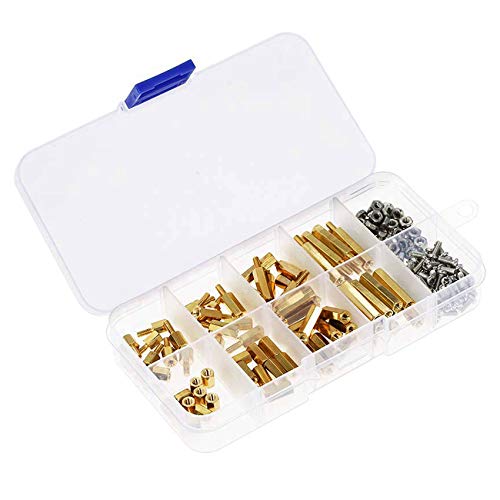 Mocturnity 180 Stück männlich sechseckig Messing Abstandshalter Schrauben Abstandshalter Muttern Sortiment Kit (M3) Set Muttern aus Messing von Mocturnity