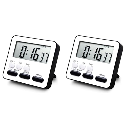 Mocturnity 2 x Küchentimer, Countdown, multifunktionaler Wecker, Schreibtischuhr, Schwarz von Mocturnity