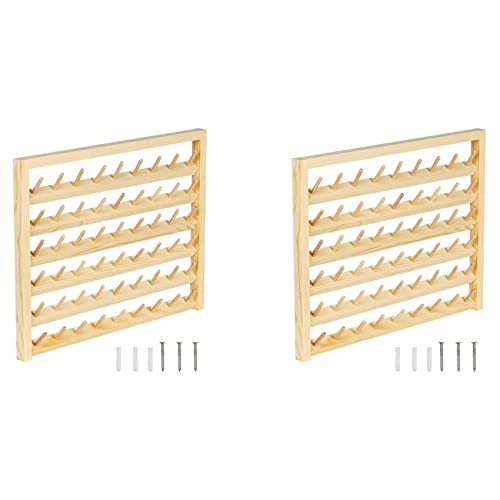 Mocturnity 2 x Nähgarnhalter mit 54 Spulen, Wandhalterung mit Haken, Stick-Organizer aus Holz zum Nähen von Mocturnity