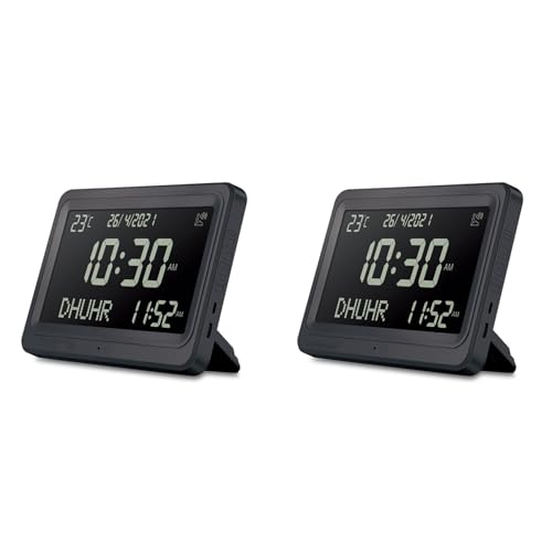 Mocturnity 2 x automatische Azan-Uhr in voller digitaler Länge, 8 Gebetsgeräusche, Azan, Wanduhr und Büro, islamisch, A von Mocturnity