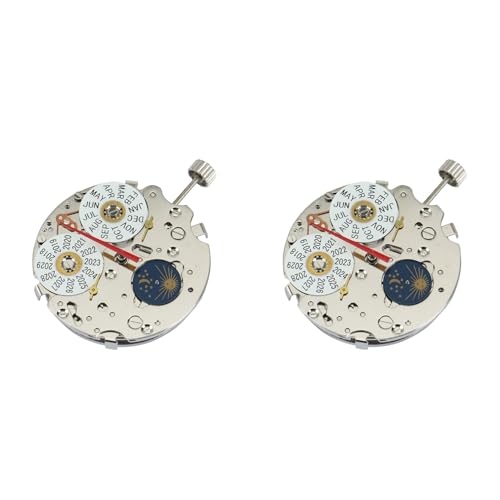 Mocturnity 2 x automatisches mechanisches Multifunktionswerk der Möwe ST1655, Datum des Tages der Mondphase von Mocturnity