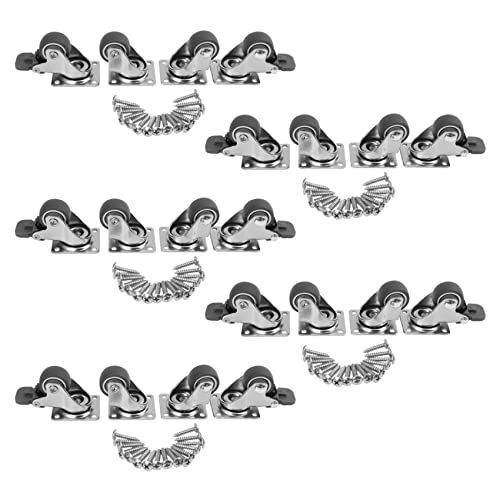 Mocturnity 20 Pack 1 Low Profile Rollen Soft Rubber Lenkrolle mit 360-Grad-Deckplatte 100 Lb Gesamtkapazität für 20Er-Set (10 mit Bremsen und 10 Ohne) von Mocturnity