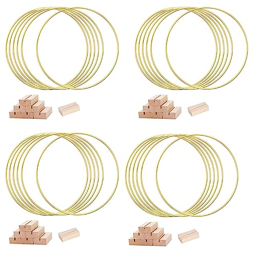 Mocturnity 24 PCS 12 Großes Metall-Blumen-Reifen-Mittelstück für Den Tisch, Goldener Kranzring mit 24 PCS-Holzhalterständern, Reifenringe Mocturnity 24 PCS 12 Großes Metall-Blumen-Reifen-Mittelstück für Den Tisch, Goldener Kranzring mit 24 PCS-Holzhalterständern, Reifenringe von Mocturnity