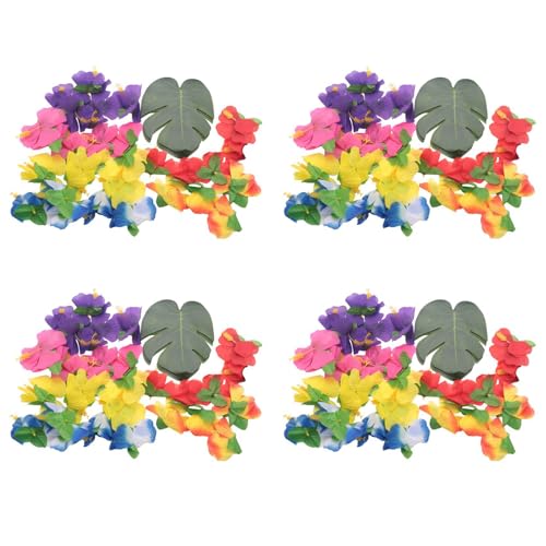 Mocturnity 240 Pcs Tropisches Zubehoer der Dekoration des Partys 8 Fuss Tropische Palm Monstera Blaetter und Hibiskusblueten von Mocturnity