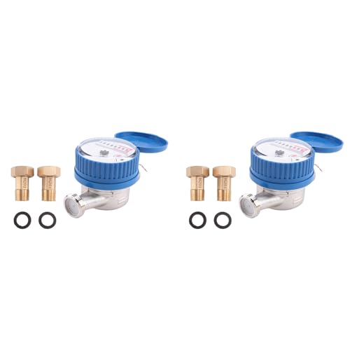 Mocturnity 2X Einzelstrahl-Wasserzähler Messing-Wasserzähler Haus- und Gartengebrauch Durchflusswasserzähler von Mocturnity