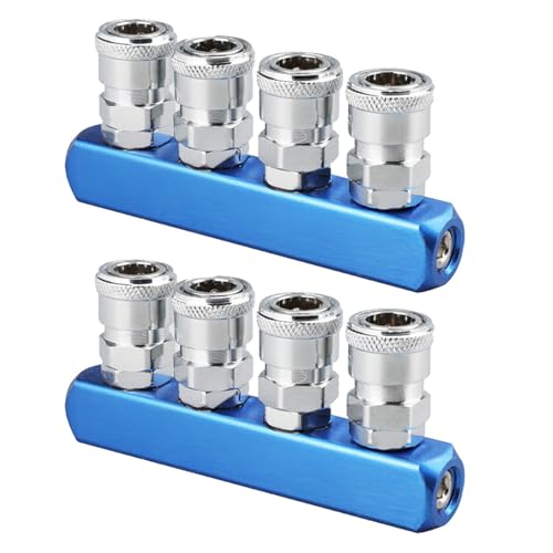 Mocturnity 2X Pneumatischer Verteiler 4-Wege-Luftschlauch-Schnellkupplungswerkzeug 1/4 -Gewinde von Mocturnity