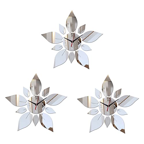 Mocturnity 3 x Acryl-, einseitig, Wandaufkleber, modern, Wanduhr, Quarz, Wanddekoration, Uhren, Silber von Mocturnity