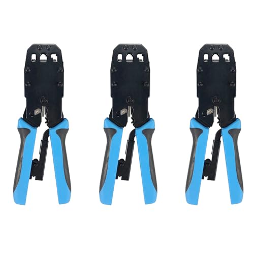 Mocturnity 3 x Crimpzange RJ45 10P 8P 6P 4P Crimpwerkzeug Abisolierer für RJ45 RJ11 RJ12 RJ50 Ethernet-Kabel von Mocturnity