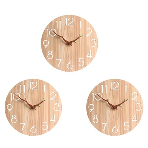 Mocturnity 3 x Wanduhr aus , 3D, künstlerische Wanduhr für Kinderzimmer, Heimdekoration, 30,5 cm von Mocturnity