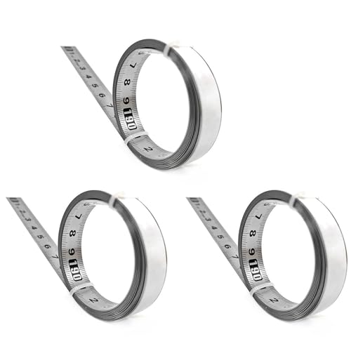 Mocturnity 3 x selbstklebende Skala aus Edelstahl, Präzisionsschreinerei-Führungsschiene, metrisches Klebeband, selbstklebend, Metalllineal mit Klebstoff A-100 cm von Mocturnity