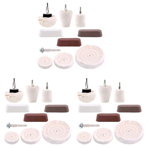 Mocturnity 30 Teilige Polier Scheiben Polier Scheiben SäTze mit 9 Teiliger Rouge Mischung mit 1/4 für Verteiler, Aluminium, Edelstahl, Chrom von Mocturnity