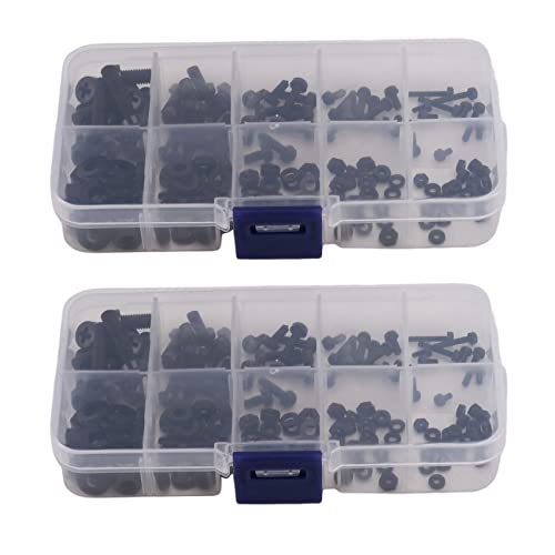 Mocturnity 300 Stück M2 M2.5 M3 M5 Set Schrauben und Muttern Abstandshalter aus Nylon Schwarz von Mocturnity