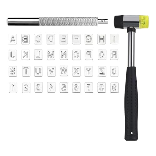 Mocturnity 38 Stanzwerkzeuge mit 36 Buchstaben und Zahlen, 1 Gummihammer, 1 Bohrwerkzeug, Schnitzwerkzeug von Mocturnity